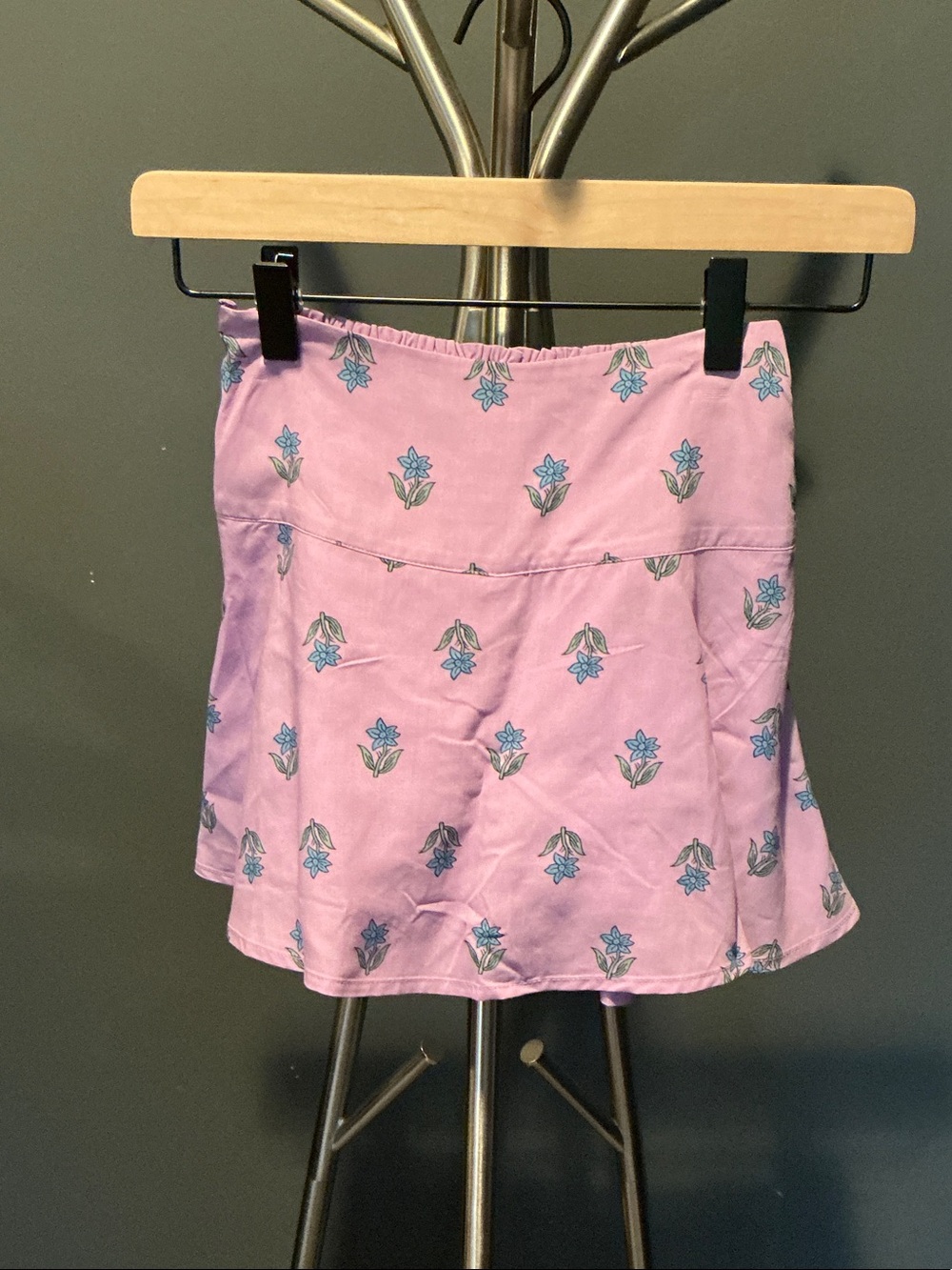 J Crew Floral Mini Skort- Purple with Blue Flowers